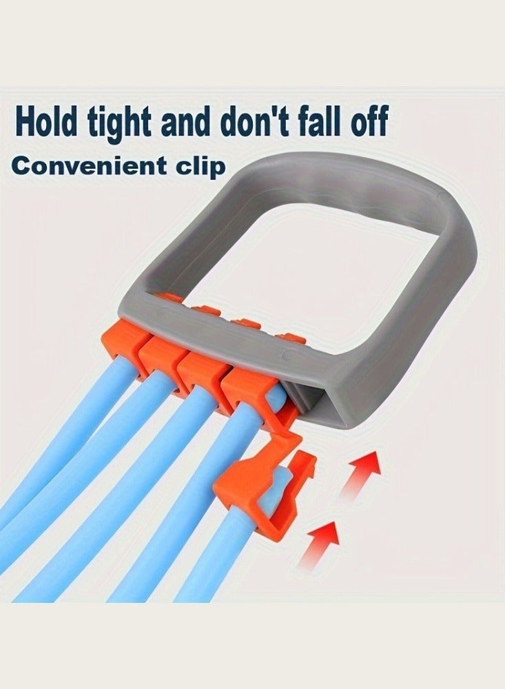 Hiras 5 Gear Pullers Fitness Tensioner High Strength Resistance Bands for Strength Training Chest and Arm Workout Elastic Bands for Shoulder and Back Stretching Fitness Equipment - Grey - Image 4